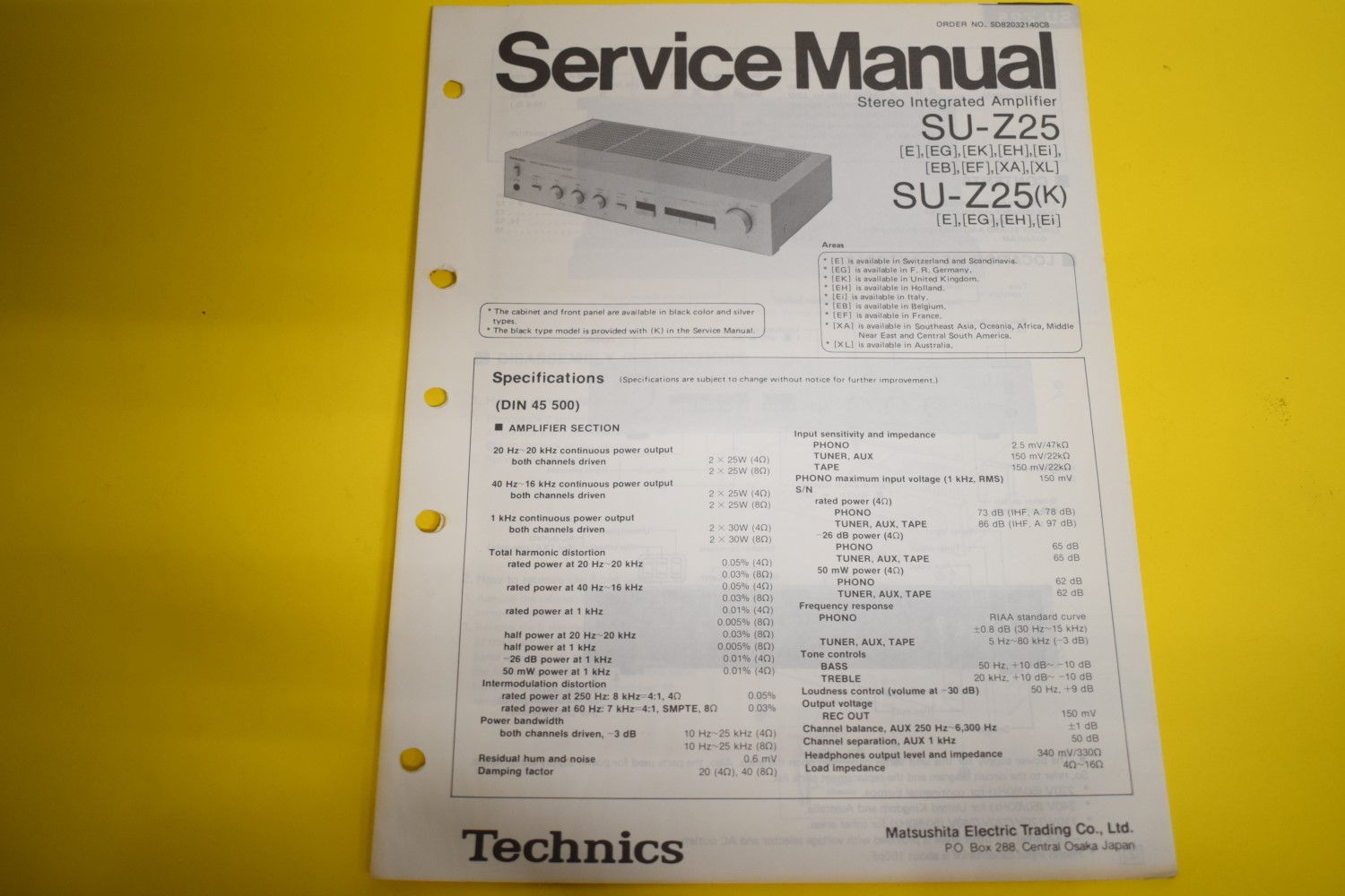 Technics SU-Z25 Amplifier Service Manual  			